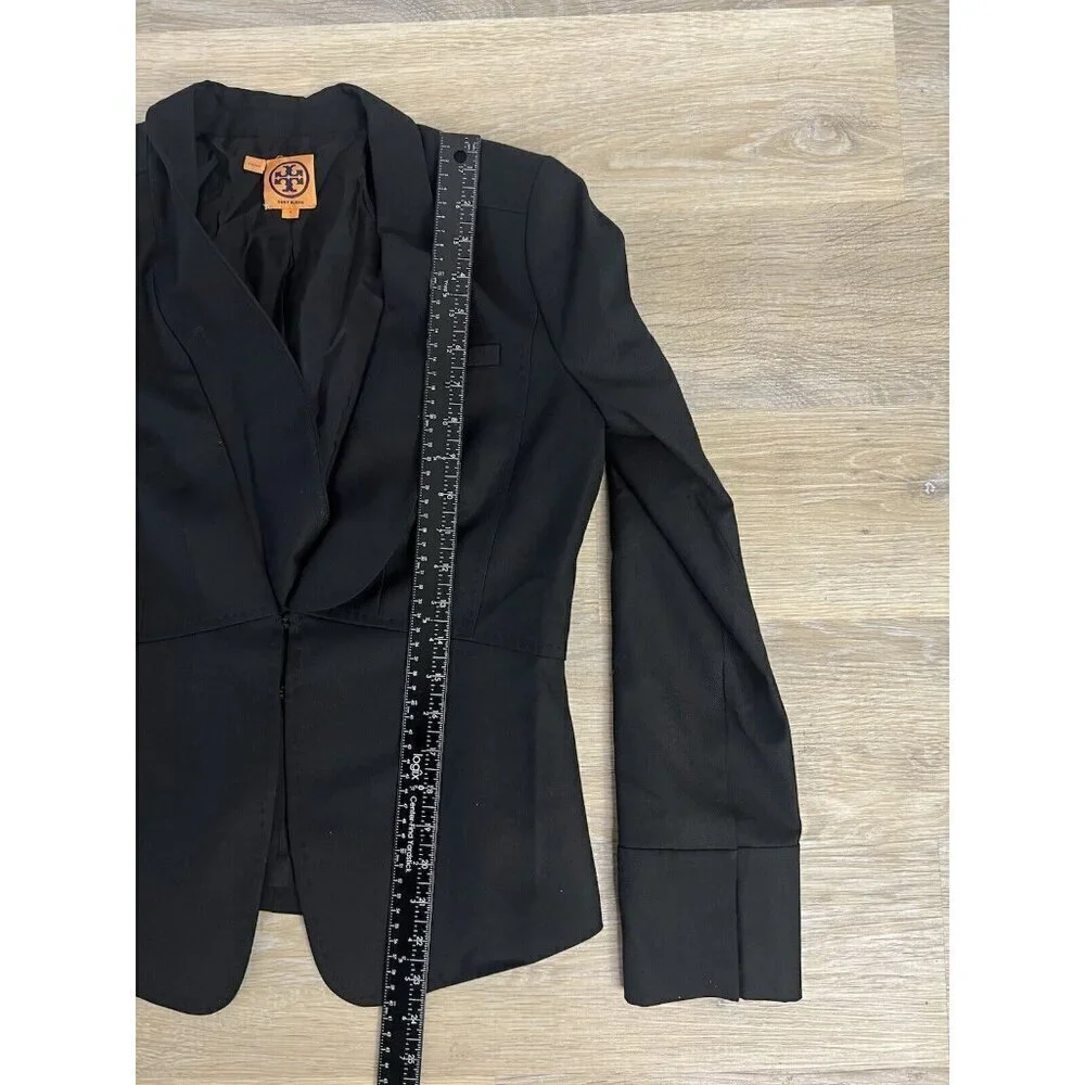 Tory Burch Black Wool Blend Blazer Small Sz 4 Office Siren Designer Chic